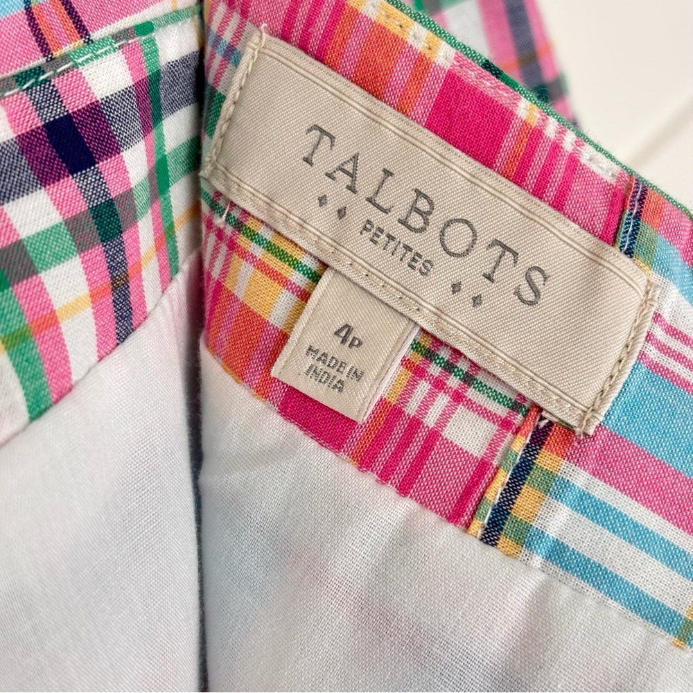 Talbots Madras Colorful Patchwork Women's Cotton Skirt Size 4 Petite - Picture 2 of 12